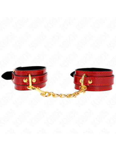 KINK - JOANNA ANGEL WRIST CUFFS RED ADJUSTABLE WITH GOLD CHAIN 16.5-26 CM X 4 CM