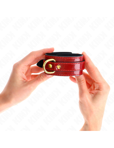 KINK - JOANNA ANGEL WRIST CUFFS RED ADJUSTABLE WITH GOLD CHAIN 16.5-26 CM X 4 CM