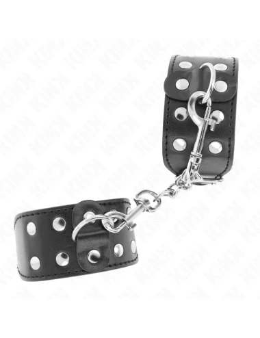 KINK - WRISTBANDS WITH DOUBLE LINE OF ADJUSTABLE STUDS BLACK