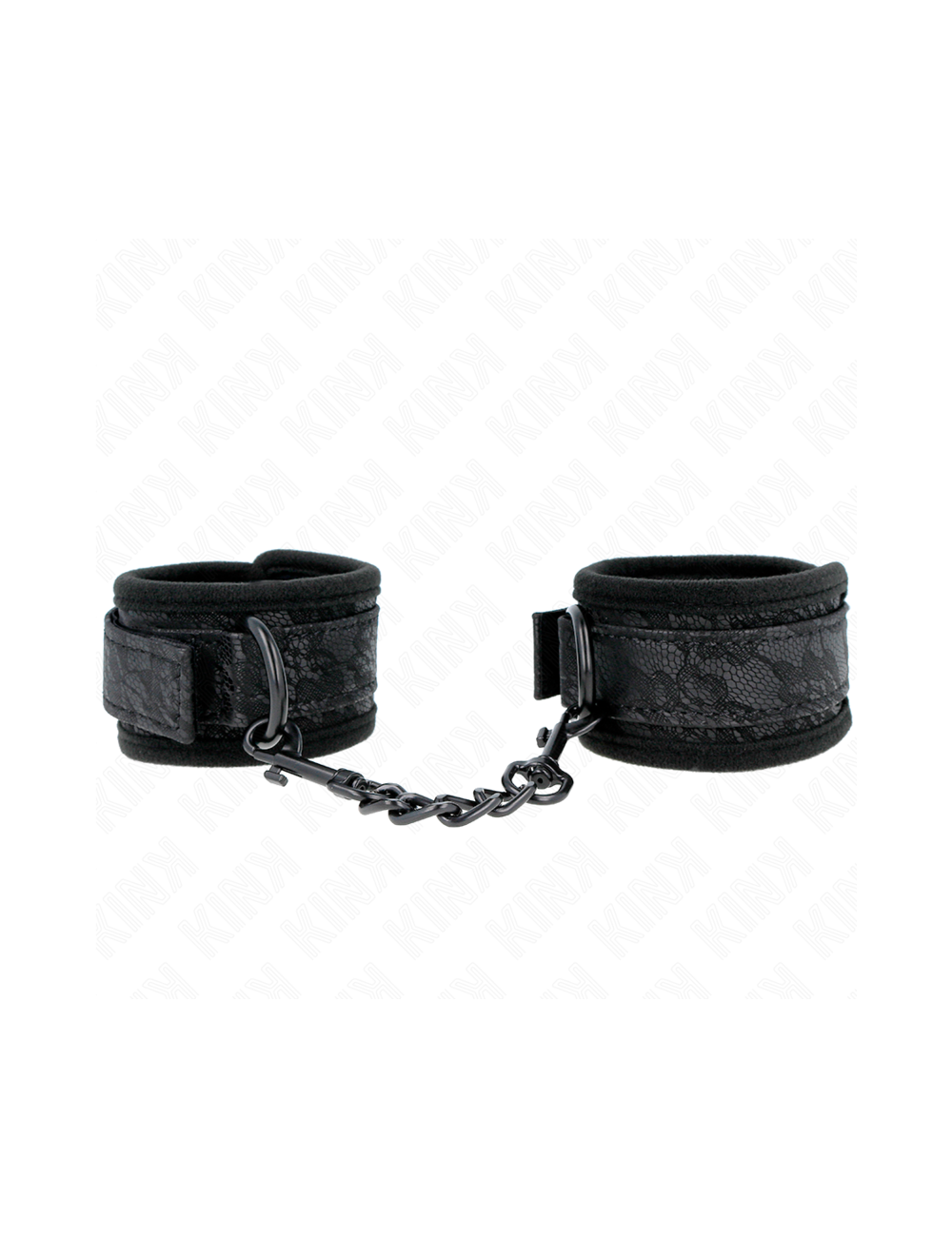 KINK - DARK LACE COVERED WRIST CUFFS NEOPRENE ADJUSTABLE BLACK 20-29 CM X 5 CM