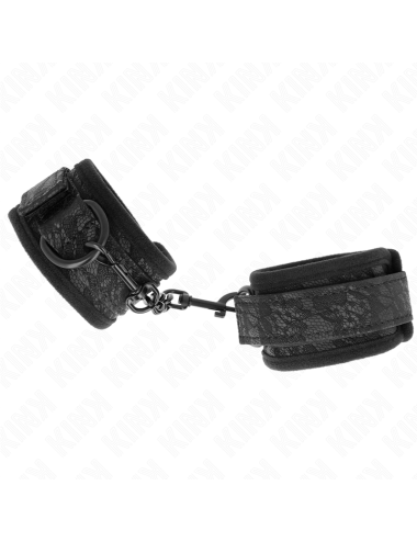 KINK - DARK LACE COVERED WRIST CUFFS NEOPRENE ADJUSTABLE BLACK 20-29 CM X 5 CM