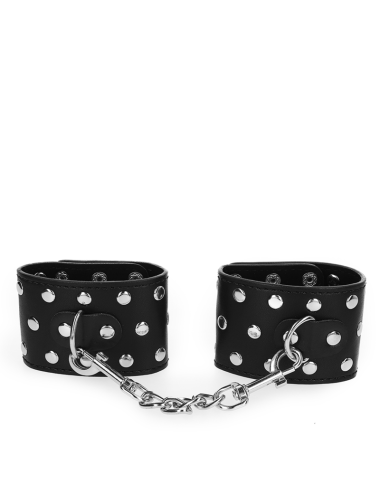 KINK - WRIST RESTRAINTS WITH SNAP FASTEN FULL OF RIVETS BLACK ADJUSTABLE 19-24 CM X 5.5 CM