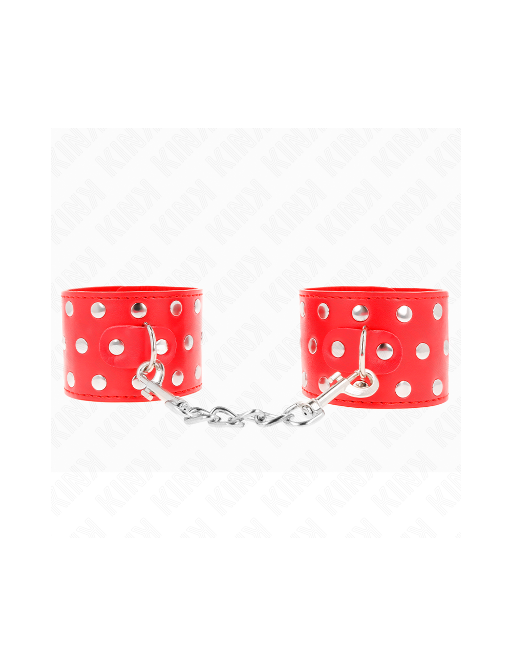 KINK - WRIST RESTRAINTS WITH SNAP FASTEN FULL OF RIVETS RED ADJUSTABLE 19-24 CM X 5.5 CM