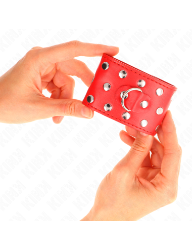 KINK - WRIST RESTRAINTS WITH SNAP FASTEN FULL OF RIVETS RED ADJUSTABLE 19-24 CM X 5.5 CM