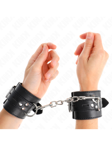 KINK - WRIST RESTRAINTS BLACK WITH BLACK BELT ADJUSTABLE 17-28 CM X 6 CM