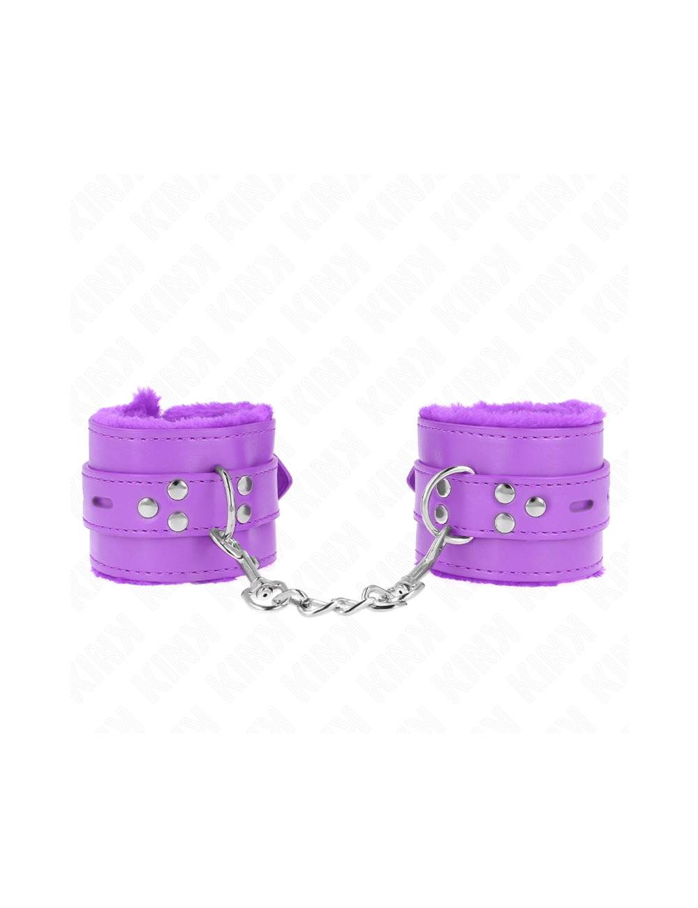 KINK - FUR LINED WRIST RESTRAINTS WITH SQUARE HOLES PURPLE AND PURPLE BELT ADJUSTABLE 17-29 CM X 6 CM