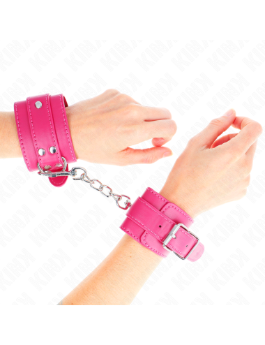 KINK - WRIST RESTRAINTS RASPBERRY ROSE WITH RASPBERRY ROSE LINING ADJUSTABLE 20-28 CM X 5.5 CM