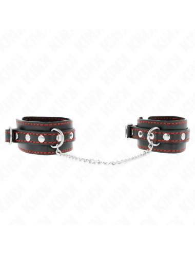 KINK - SMALL WRIST RESTRAINTS BLACK WITH RED LINING ADJUSTABLE 14-24 CM X 3.5 CM