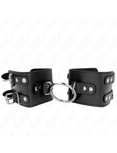 KINK - FIXED WRIST RESTRAINTS WITH RING AND STUDS ADJUSTABLE BLACK 17-22 CM X 6.5 CM