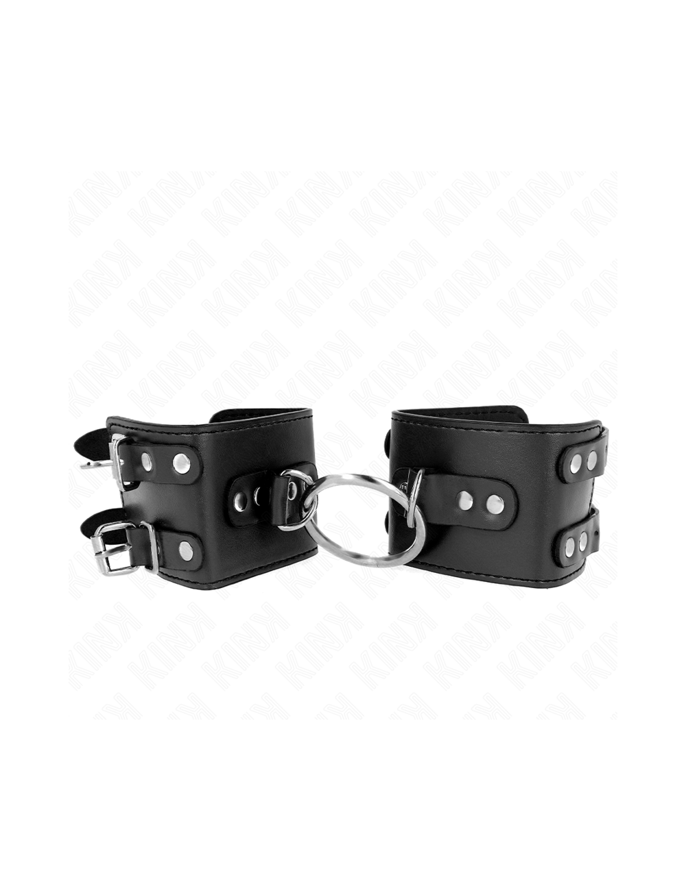 KINK - FIXED WRIST RESTRAINTS WITH RING AND STUDS ADJUSTABLE BLACK 17-22 CM X 6.5 CM
