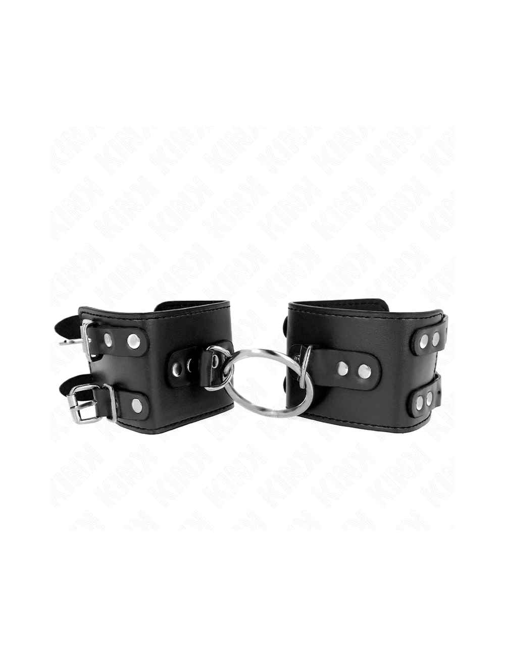 KINK - FIXED WRIST RESTRAINTS WITH RING AND STUDS ADJUSTABLE BLACK 17-22 CM X 6.5 CM