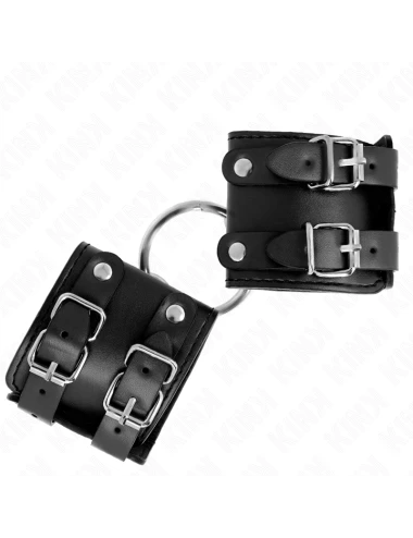 KINK - FIXED WRIST RESTRAINTS WITH RING AND STUDS ADJUSTABLE BLACK 17-22 CM X 6.5 CM