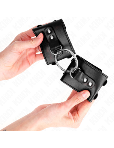 KINK - FIXED WRIST RESTRAINTS WITH RING AND STUDS ADJUSTABLE BLACK 17-22 CM X 6.5 CM