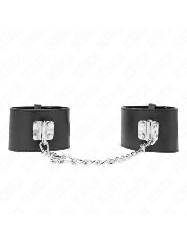 KINK - FIXED WRIST RESTRAINTS WITH CHAIN 30 CM AND PADLOCK CLOSURE BLACK ADJUSTABLE 16-23 CM X 5.5 CM
