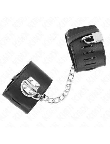 KINK - FIXED WRIST RESTRAINTS WITH CHAIN 30 CM AND PADLOCK CLOSURE BLACK ADJUSTABLE 16-23 CM X 5.5 CM
