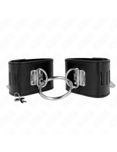 KINK - FIXED WRIST RESTRAINTS WITH RING AND PADLOCK CLOSURE BLACK ADJUSTABLE 16-23 CM X 5.5 CM