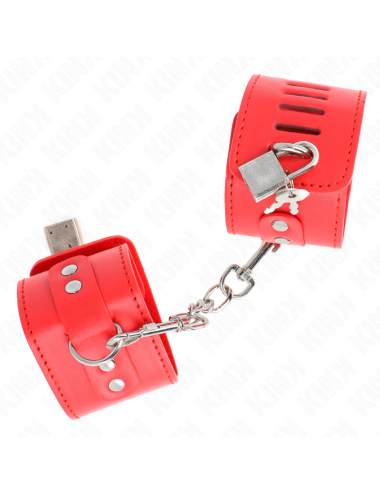 KINK - WRIST RESTRAINTS WITH PADLOCK CLOSURE RED ADJUSTABLE 16-23 CM X 5.5 CM