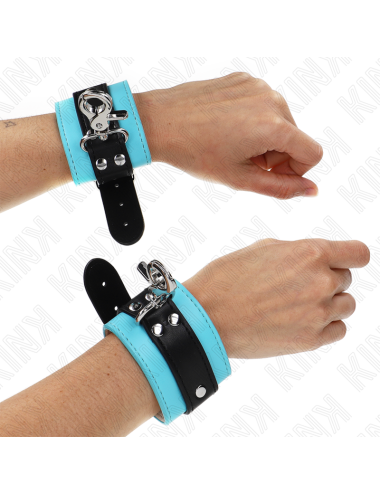 KINK - PREMIUM LOCKABLE WRIST RESTRAINTS BLACK / BLUE ADJUSTABLE 21-28 CM X 5.5 CM