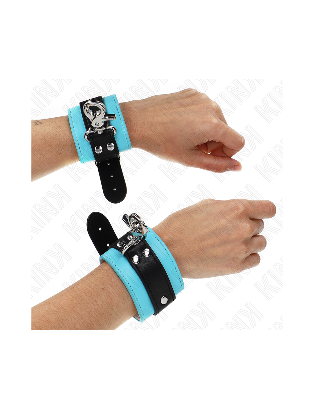 KINK - PREMIUM LOCKABLE WRIST RESTRAINTS BLACK / BLUE ADJUSTABLE 21-28 CM X 5.5 CM