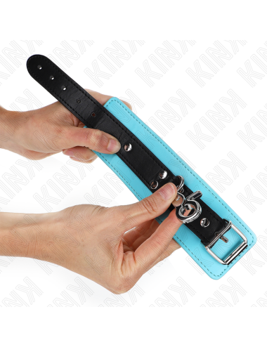 KINK - PREMIUM LOCKABLE WRIST RESTRAINTS BLACK / BLUE ADJUSTABLE 21-28 CM X 5.5 CM