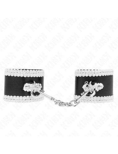 KINK - BLACK WRIST RESTRAINTS WITH WHITE DECORATE LACE ADJSUTABLE 20-23 CM X 5.5 CM