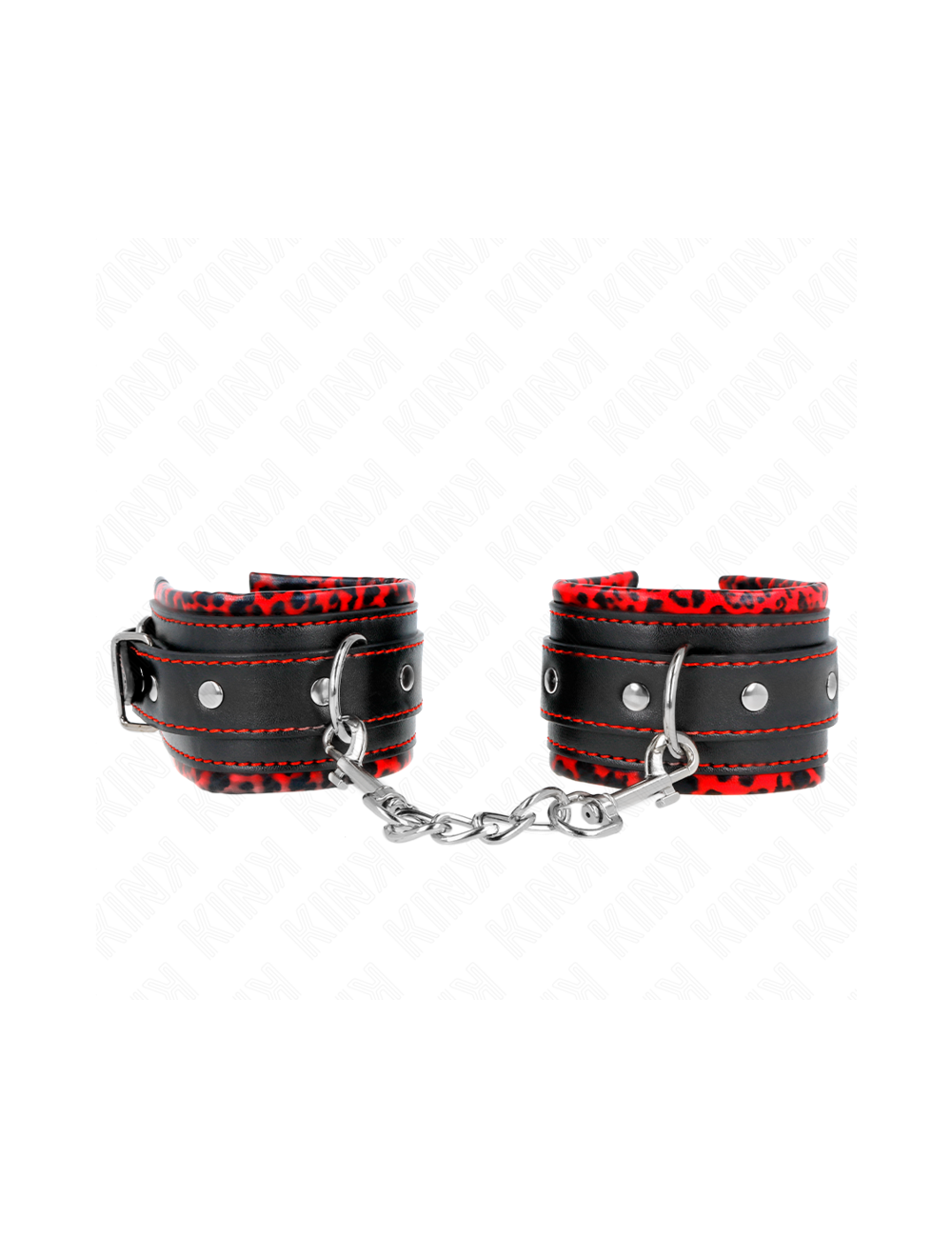 KINK - FUR LINED WRIST RESTRAINTS RED / BLACK ADJUSTABLE 17-29 CM X 6 CM