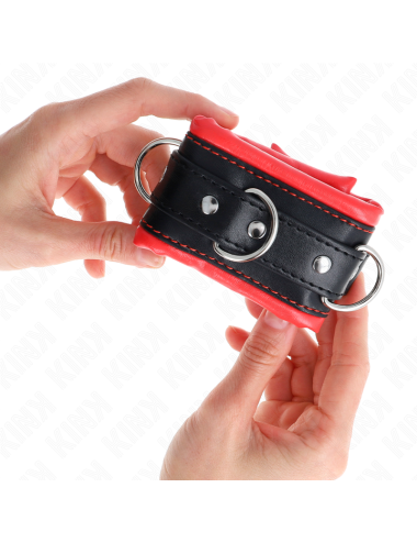 KINK - HEAVY WRIST RESTRAINTS WITH RED FUR LINED ADJUSTABLE 20-30 CM X 6 CM
