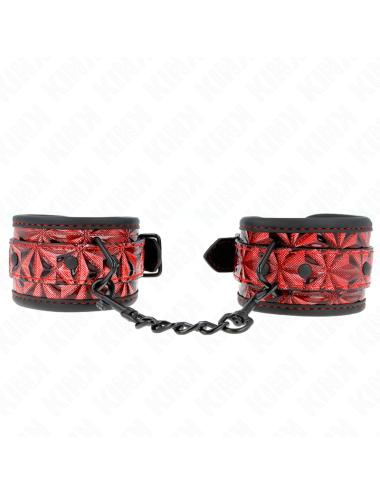 KINK - DIAMOND PATTERN WRIST RESTRAINTS DARK RED ADJUSTABLE 17-26 CM X 5.5 CM