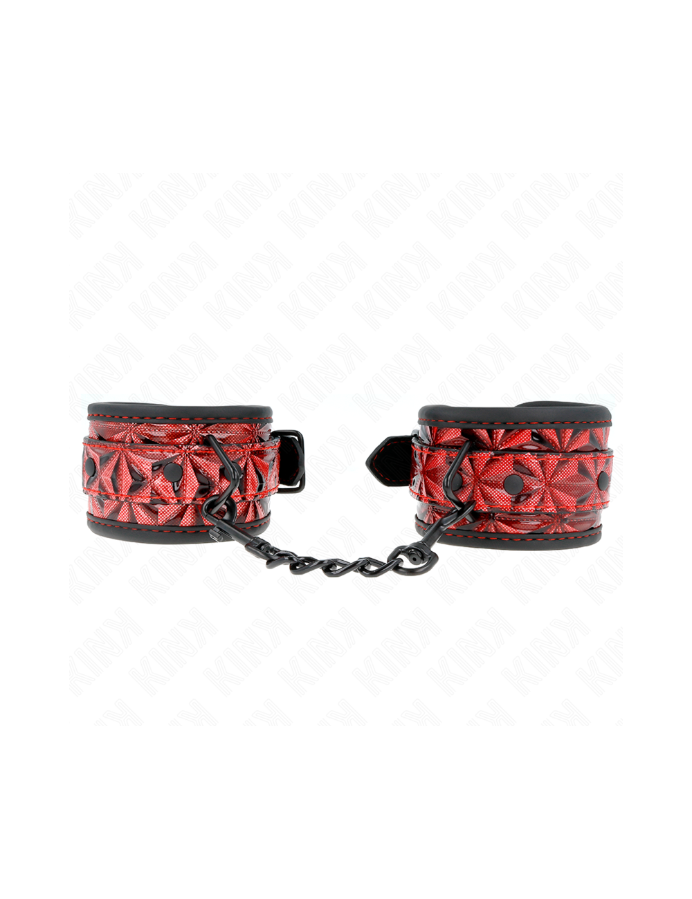 KINK - DIAMOND PATTERN WRIST RESTRAINTS DARK RED ADJUSTABLE 17-26 CM X 5.5 CM