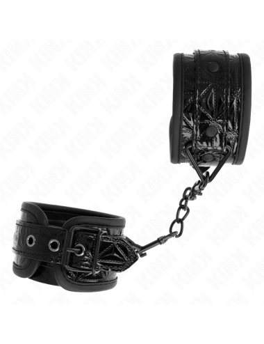 KINK - DIAMOND PATTERN WRIST RESTRAINTS BLACK ADJUSTABLE 17-26 CM X 5.5 CM