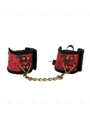 KINK - SCANDAL WRIST RESTRAINTS RED-BLACK LACE DETAILS 24.5 CM X 6.5 CM
