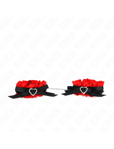 KINK - LACE ELASTIC WRIST RESTRAINTS RED HEART DETAILS ADJUSTABLE 22-35 CM