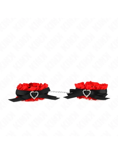 KINK - LACE ELASTIC WRIST RESTRAINTS RED HEART DETAILS ADJUSTABLE 22-35 CM