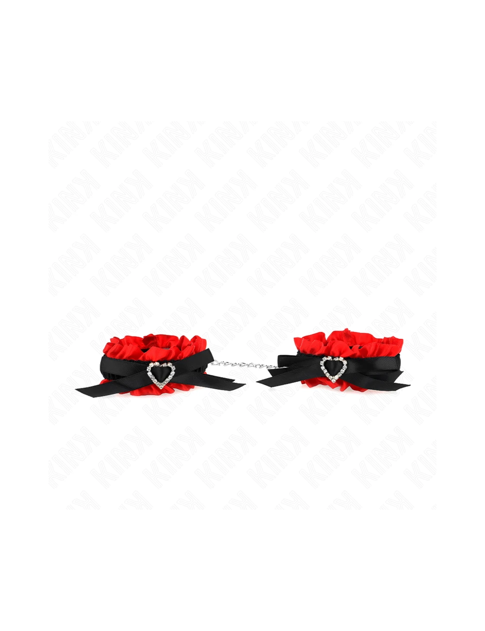 KINK - LACE ELASTIC WRIST RESTRAINTS RED HEART DETAILS ADJUSTABLE 22-35 CM