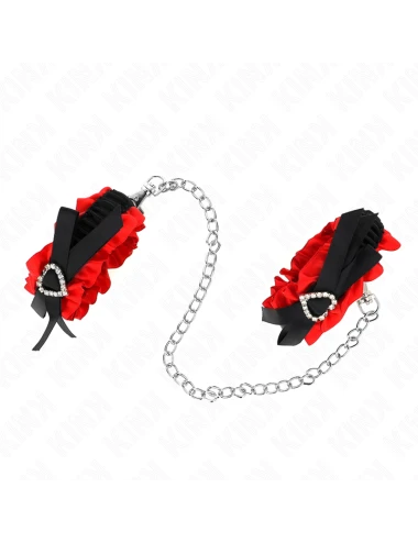 KINK - LACE ELASTIC WRIST RESTRAINTS RED HEART DETAILS ADJUSTABLE 22-35 CM