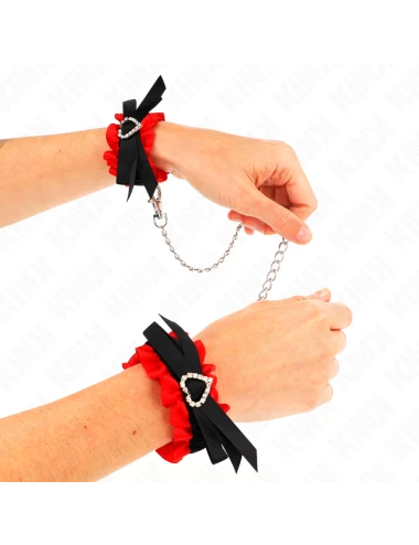 KINK - LACE ELASTIC WRIST RESTRAINTS RED HEART DETAILS ADJUSTABLE 22-35 CM