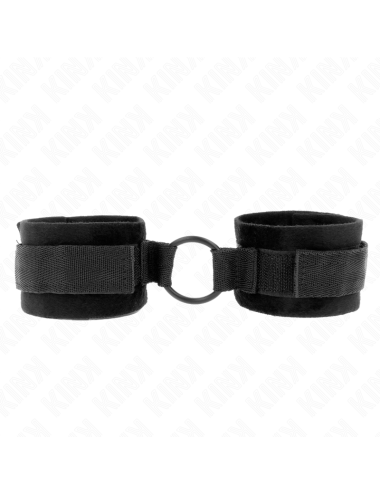 KINK - BEGINNER FUR HAND CUFFS 25 CM WITH O-RING 4 CM BLACK ADJUSTABLE 15-25 CM