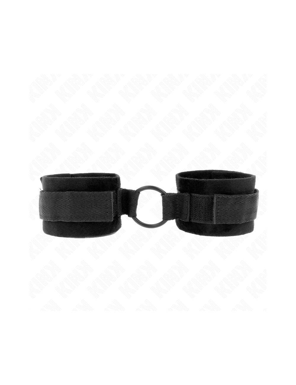 KINK - BEGINNER FUR HAND CUFFS 25 CM WITH O-RING 4 CM BLACK ADJUSTABLE 15-25 CM