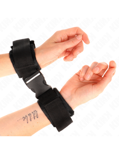 KINK - NYLON BIND HOOK&LOOP WRIST RESTRAINTS RED-BLACK MODEL 1 AJDUSTABLE 25-35 CM X 6 CM