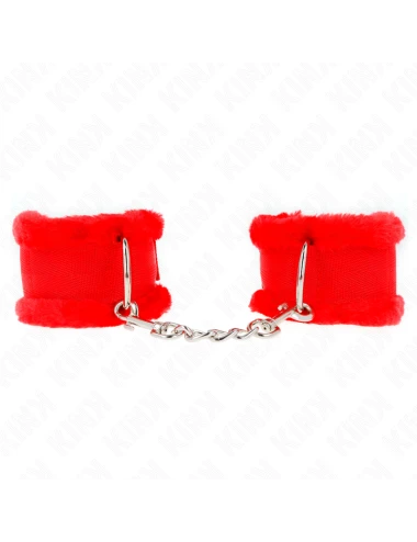 KINK - FURRY LINED WRIST RESTRAINTS RED ADJUSTABLE 17-31 CM X 7 CM