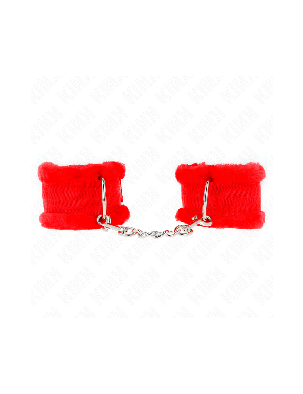 KINK - FURRY LINED WRIST RESTRAINTS RED ADJUSTABLE 17-31 CM X 7 CM