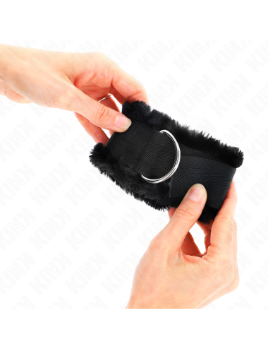 KINK - FURRY LINED WRIST RESTRAINTS BLACK ADJUSTABLE 17-31 CM X 7 CM