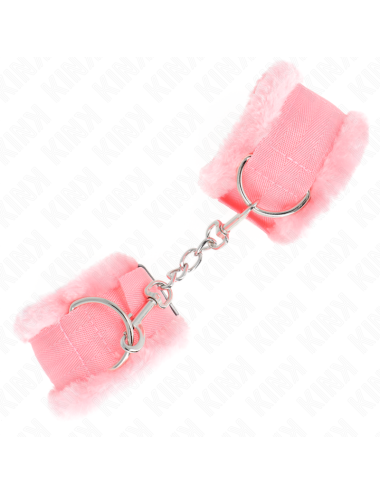 KINK - FURRY LINED WRIST RESTRAINTS PINK ADJUSTABLE 17-31 CM X 7 CM