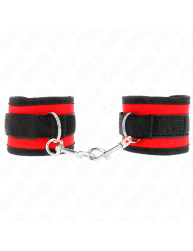 KINK - NYLON BIND HOOK&LOOP WRIST RESTRAINTS RED-BLACK MODEL 2 ADJUSTABLE 18-35 CM X 6 CM