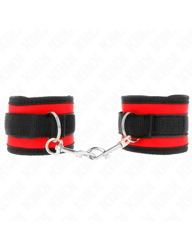 KINK - NYLON BIND HOOK&LOOP WRIST RESTRAINTS RED-BLACK MODEL 2 ADJUSTABLE 18-35 CM X 6 CM