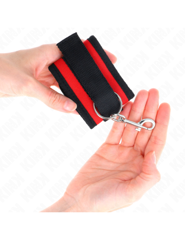 KINK - NYLON BIND HOOK&LOOP WRIST RESTRAINTS RED-BLACK MODEL 2 ADJUSTABLE 18-35 CM X 6 CM