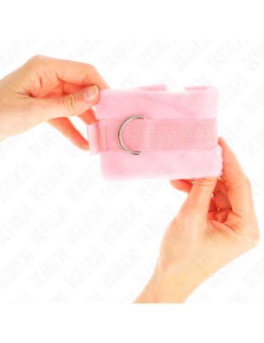 KINK - BEGINNER FUR HAND CUFFS PINK 30 X 7 CM