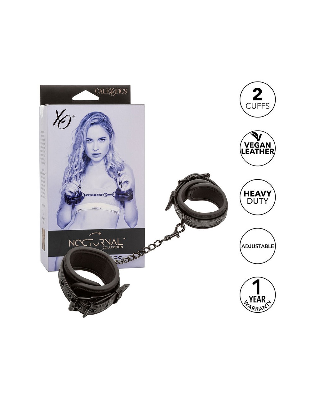 CALEXOTICS - NOCTURNAL LEATHER WRIST CUFFS ADJUSTABLE BLACK CALEXOTICS - NOCTURNAL LEATHER WRIST CUFFS ADJUSTABLE BLACK