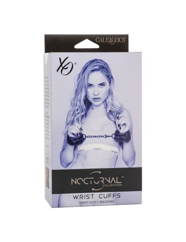 CALEXOTICS - NOCTURNAL LEATHER WRIST CUFFS ADJUSTABLE BLACK