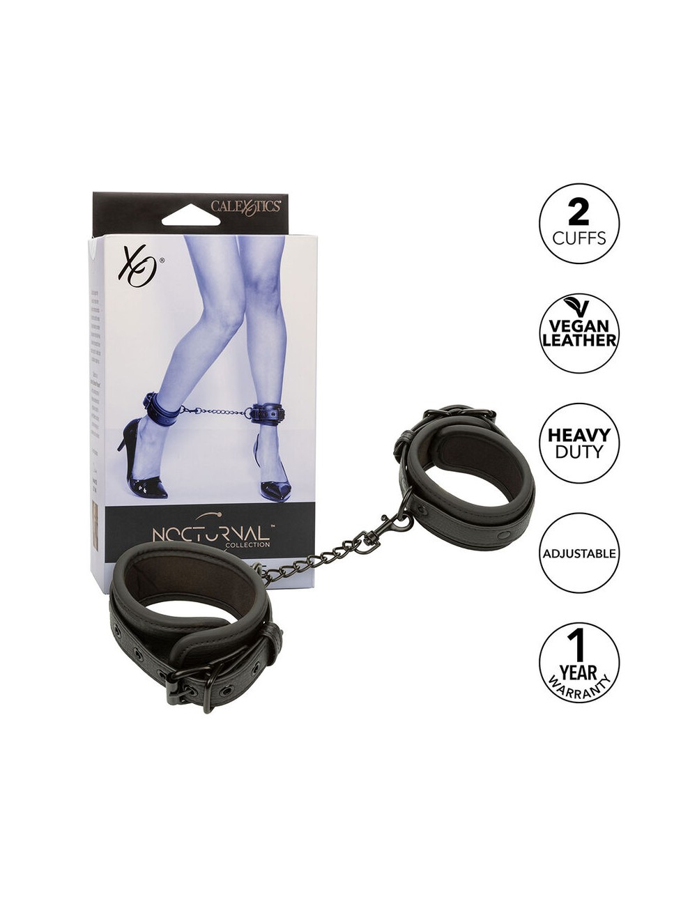CALEXOTICS - NOCTURNAL ANKLE CUFFS LEATHER ADJUSTABLE BLACK